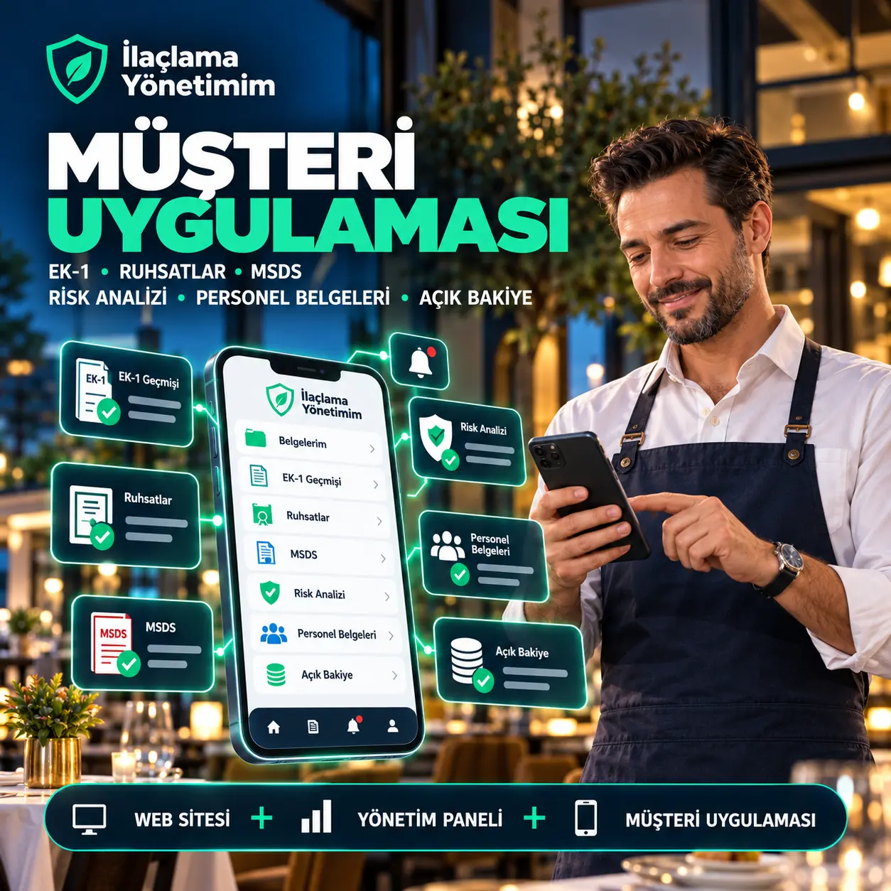 EK-1, ruhsat, MSDS, risk analizi, personel belgeleri ve açık bakiyeyi gösteren müşteri uygulaması
